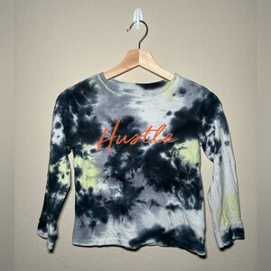 District Planet 8Y Boys Black & Gray Tie Dye Long Sleeve